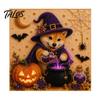3D Imitation Pearl Painting Kit Halloween Faux Kit, Puppy Ghost Art Craft Kits for Families Groups Adults Beginners, Home Wall Decor, DIY Stress