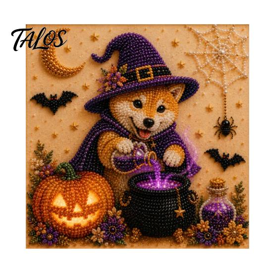 3D Imitation Pearl Painting Kit Halloween Faux Kit, Puppy Ghost Art Craft Kits for Families Groups Adults Beginners, Home Wall Decor, DIY Stress
