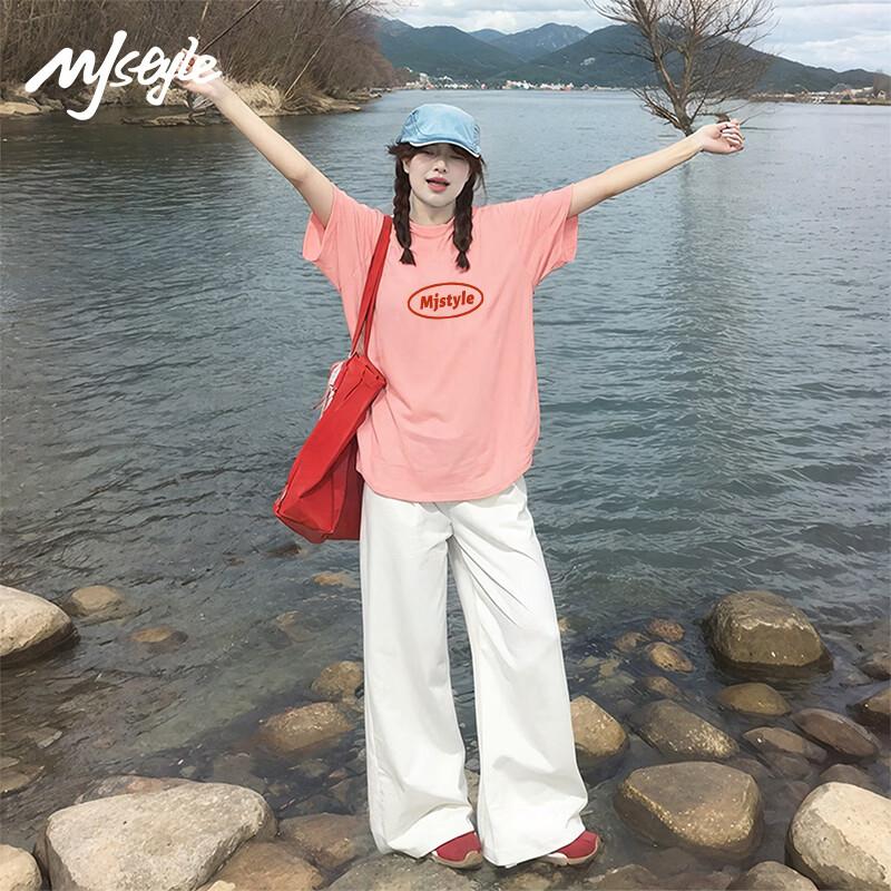 MJ STYLE Women's Cotton Letter Print T-Shirt