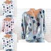 Elegant Women Summer Fashion Long Sleeve Blouse V-neck Stylish Dot Printed Shirts Tops
