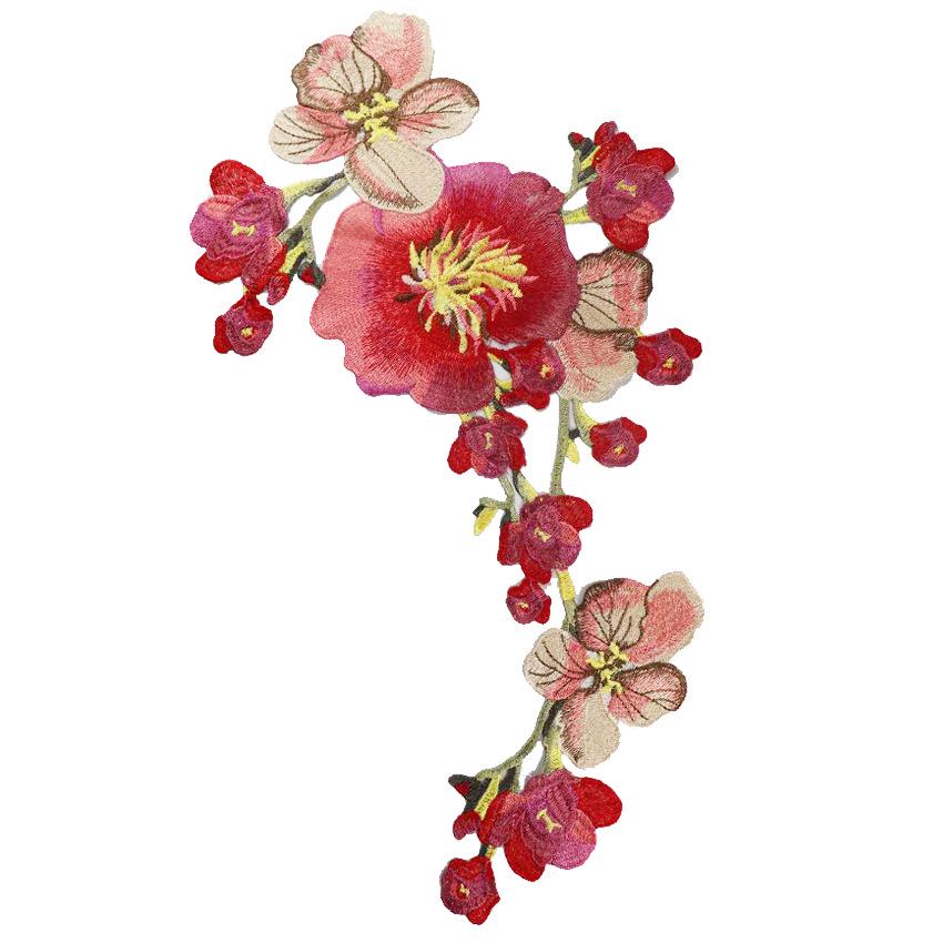 Embroidered Water-Soluble Lace Fabric Appliques - Hand-Sewn Ethnic Peony Design for Qipao