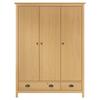 3-door Wardrobe Hill - VIDAXL - Solid Pine - Brown - 127x50x170 Cm