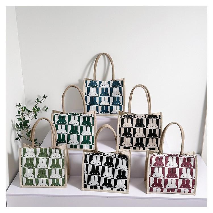 2025 New Large-capacity Bag Women's Fashion Cute Rabbit Cotton and Linen Handheld Shoulder Bag To Work Commuter Tote Bag