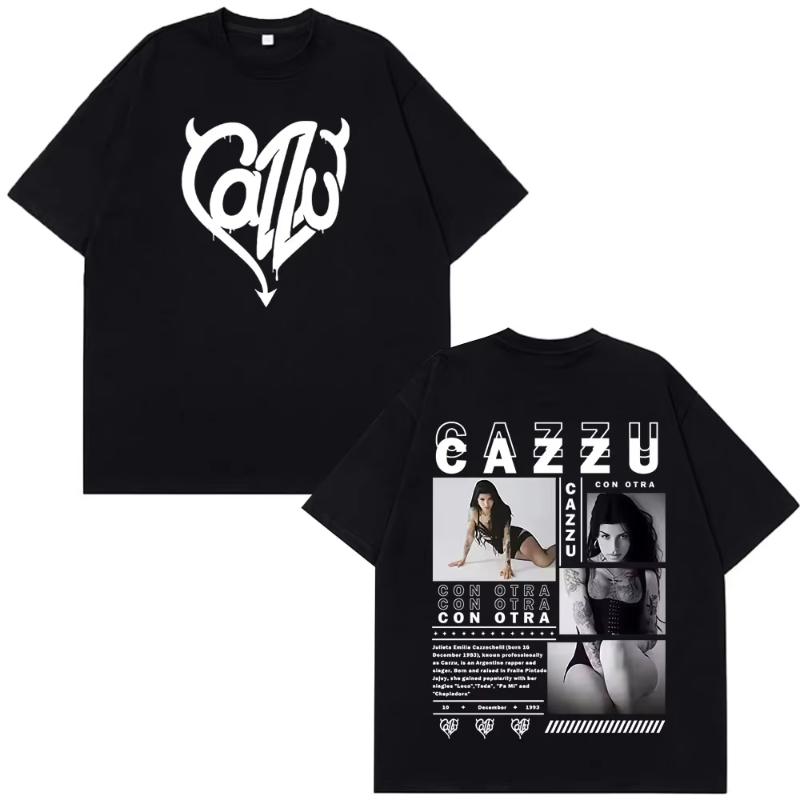 Singer Cazzu Con Otra New Album Vintage Tshirt Unisex Unisex Loose Casual Tshirt Cotton Aesthetic High Quality Oversized Tshirtss
