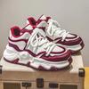 Fashion Chunky Sneakers Men Soft Sole Running Shoes Fashion Casual Leather Color Block Design Breathable Height Increased Platform Shoes