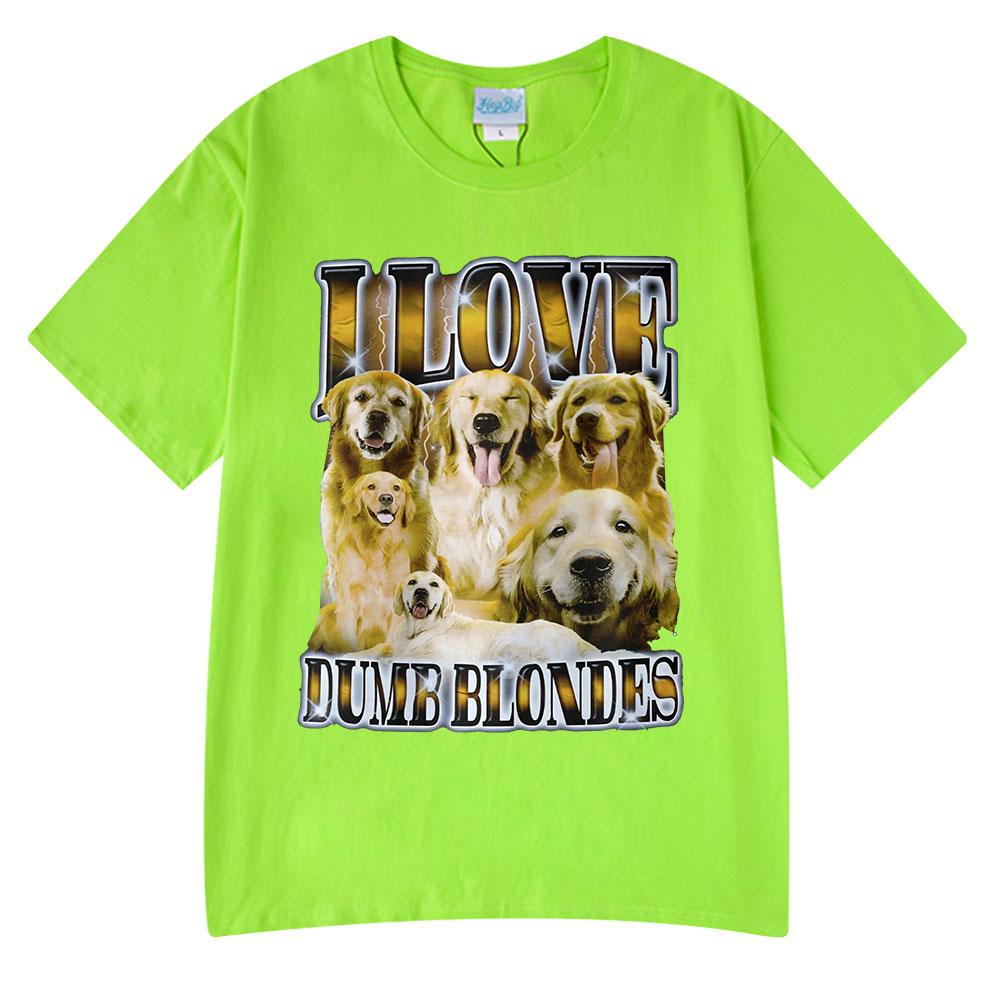 

Я люблю тупых блондинок Смешная футболка с мемом про собаку Мужская Женская Винтажная Модная Футболка Унисекс Летняя Оверсайз Хлопковая Футболка Уличная Одежда 2XL