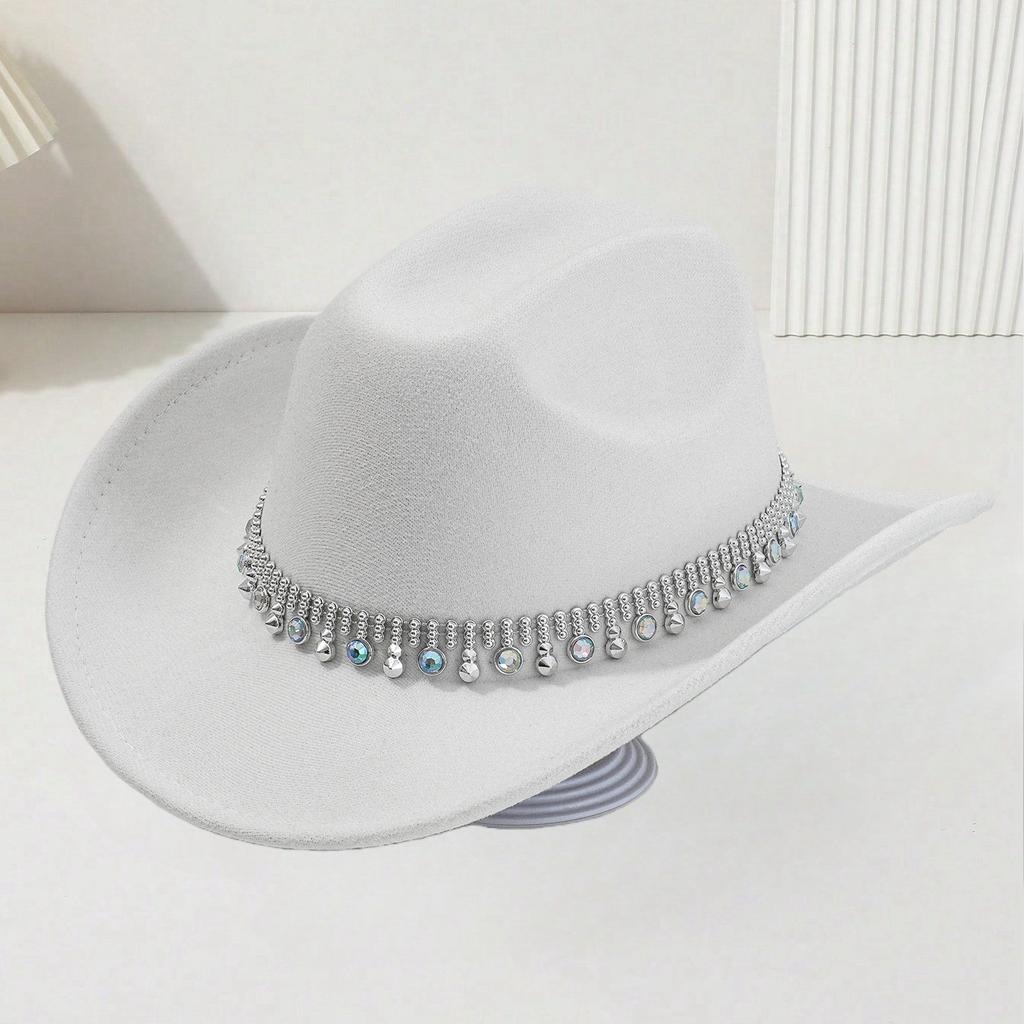 Hot-selling men's and women's colored diamond western cowboy top hat outing party holiday casual jazz hat