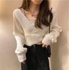 JINZUOMA Knit Pullover Long High Perfect for Commuting or Everyday Wear Women's Sweater, Top, Sleeve, V-Neck, Waist, Off-the-Shoulder, Sexy, Sweet,