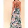 Export Single Lu Home Fashion Beach Style Tropical Rainforest Print Long Summer Elegant Open Back Tied Dress Female