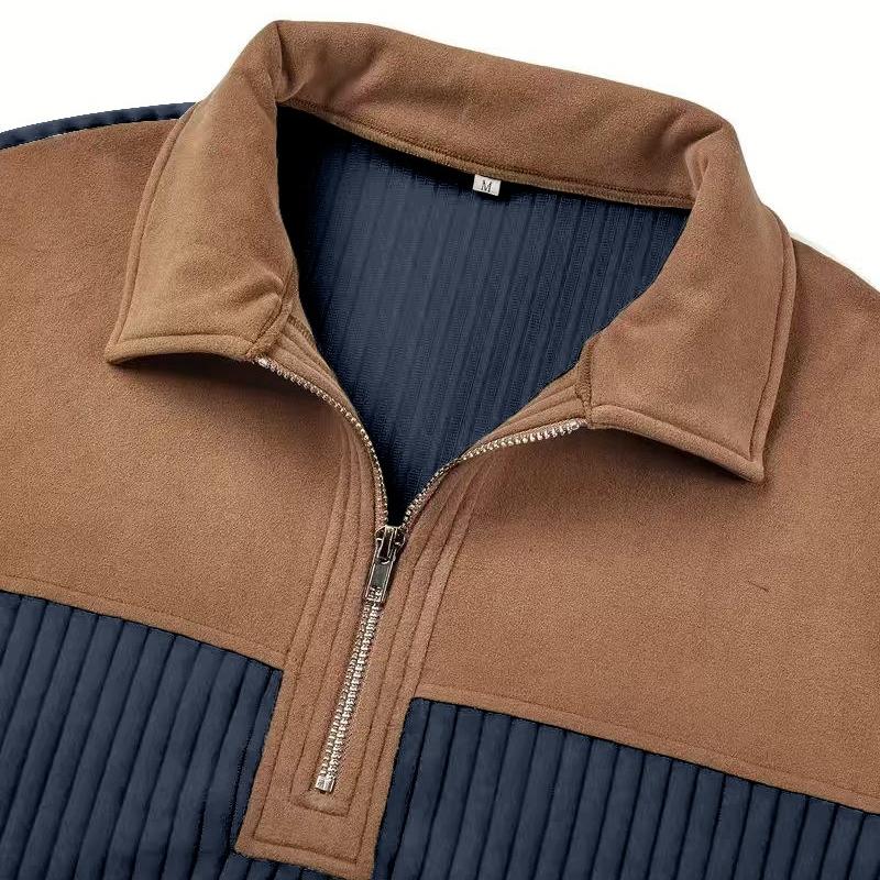 Patch Ribbed Cardigan with Lapel Casual Commuting and Sports Style Autumn Winter Zipper Sweatshirt Vintage Outdoor Style Knit Sweater