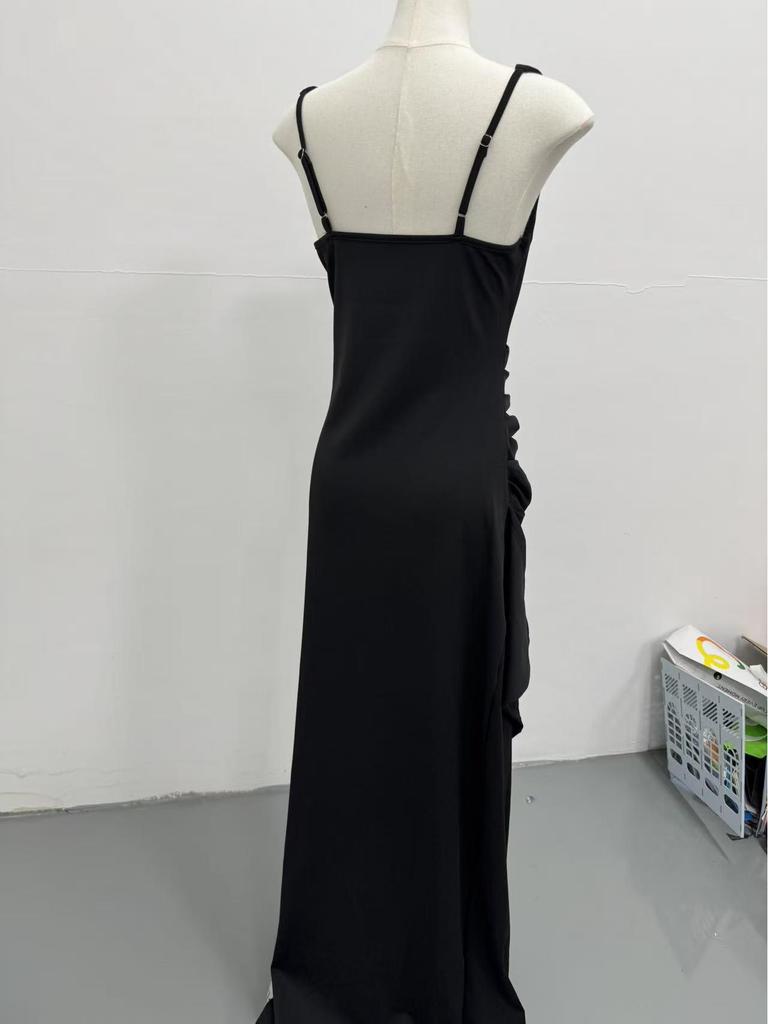 2026 Trendy Black Sexy Women's Bandeau Dress with Waist-Slit