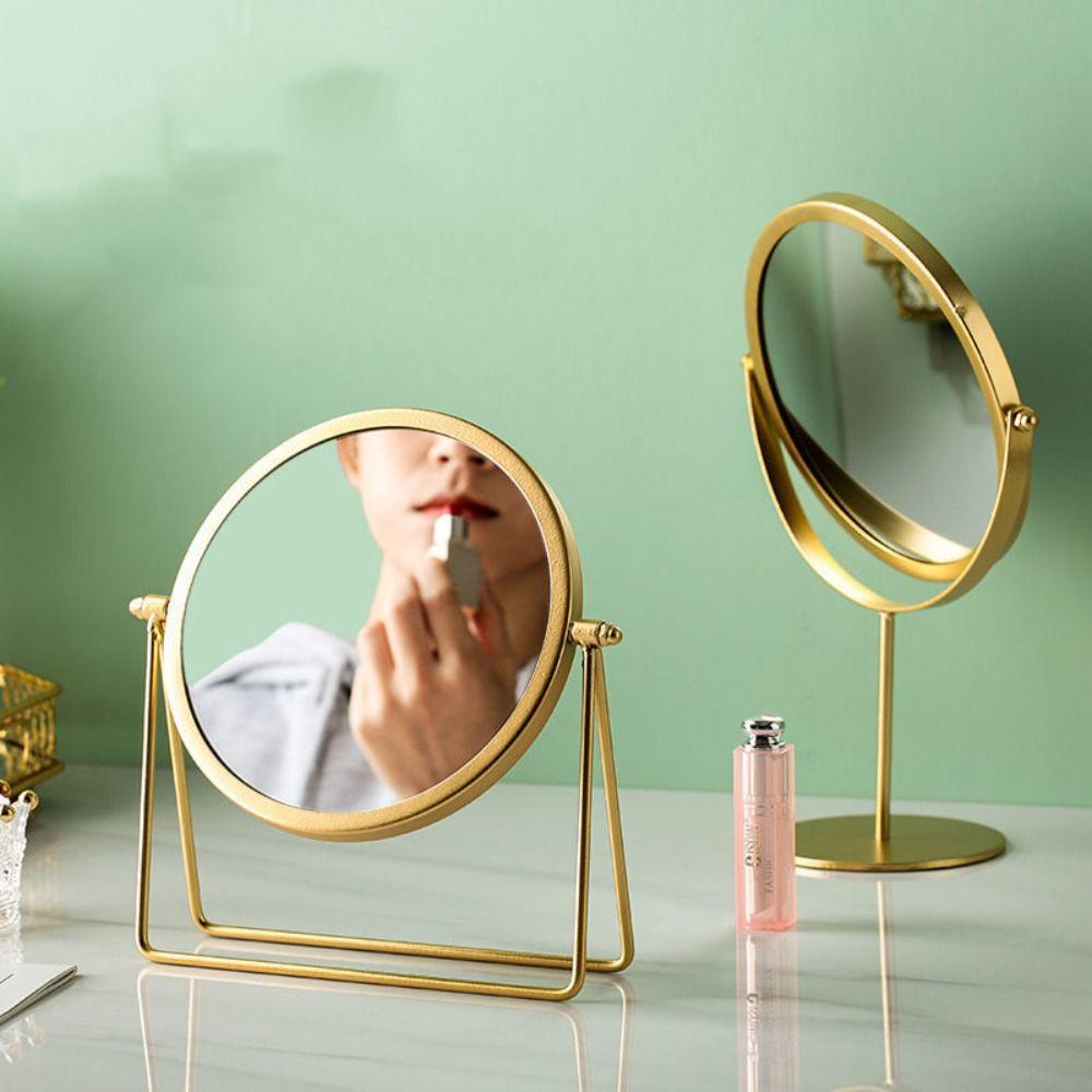 Rotating Metal Makeup Mirror European-style Dormitory Beauty Mirror  Desktop