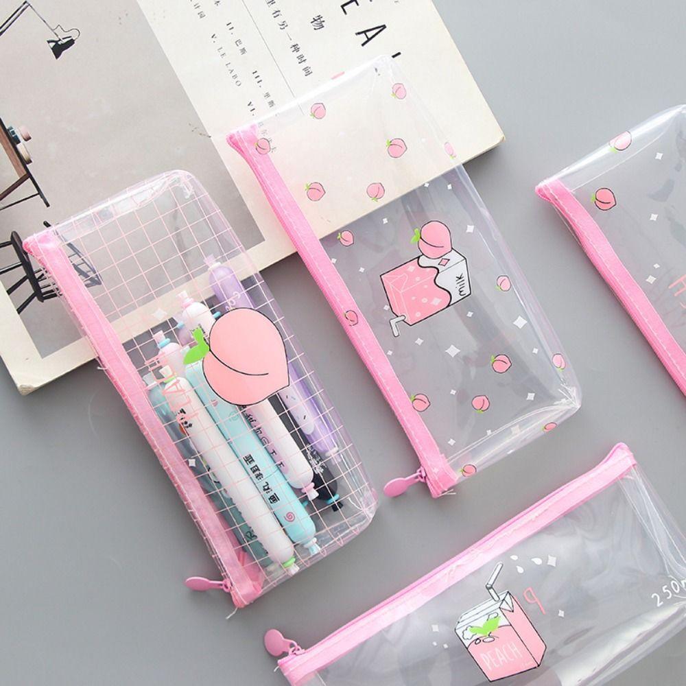 Waterproof Pencil Case Cute Stationery Storage Bag Durable Transparent Pencil Bag  School Supplies