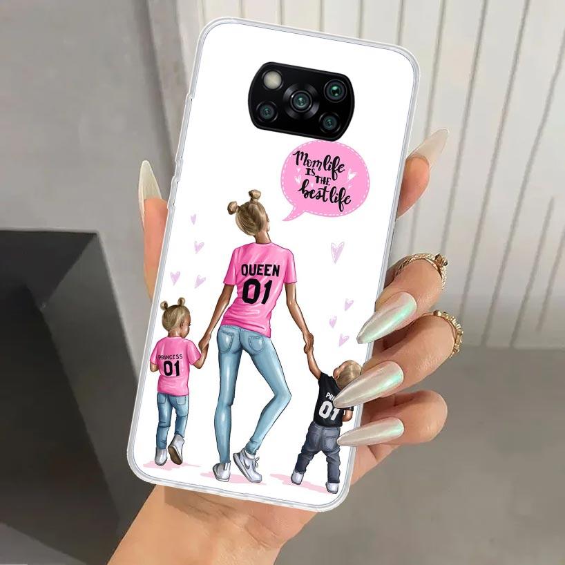 Mom Baby Girls Phone Case for Xiaomi Poco X5 X6 X7 Pro F7 Ultra M7 Redmi 15 15C 13 13C 12 12C 10 10A 10C 9 9A 9C 9T Shell Poco X