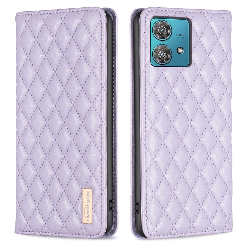

BINFEN COLOR BF Style-16 For Motorola Edge 40 Neo 5G Case Stand Card Holder Phone Cover Purple