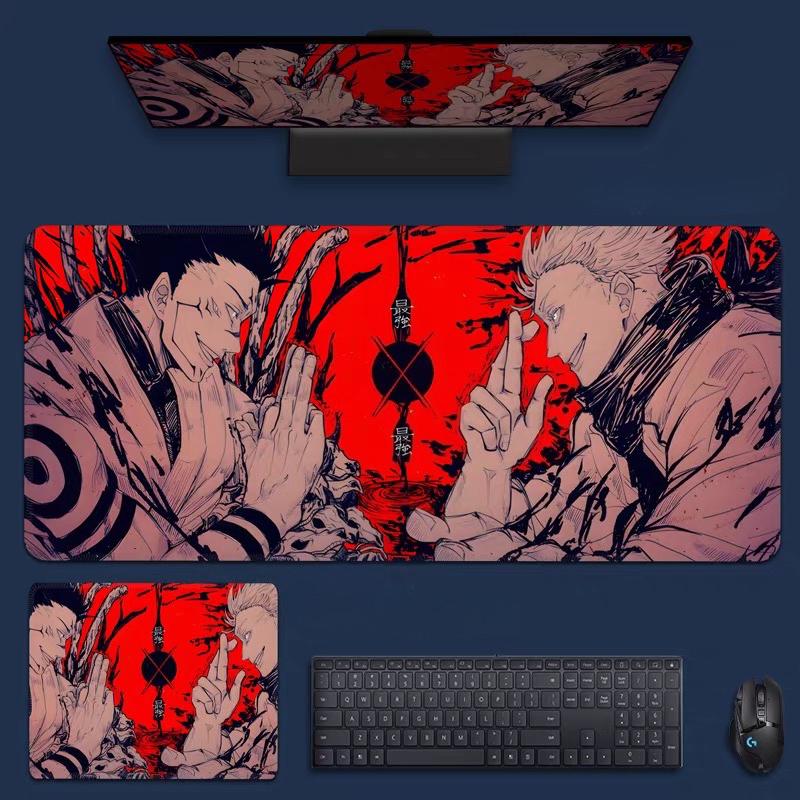 HD Jujutsu Kaisen Leder Mauspads Übergroß Anime Computer Tastaturunterlage Gojo Satoru E-Sport Tischunterlage Jungen Rutschfestes Mauspads