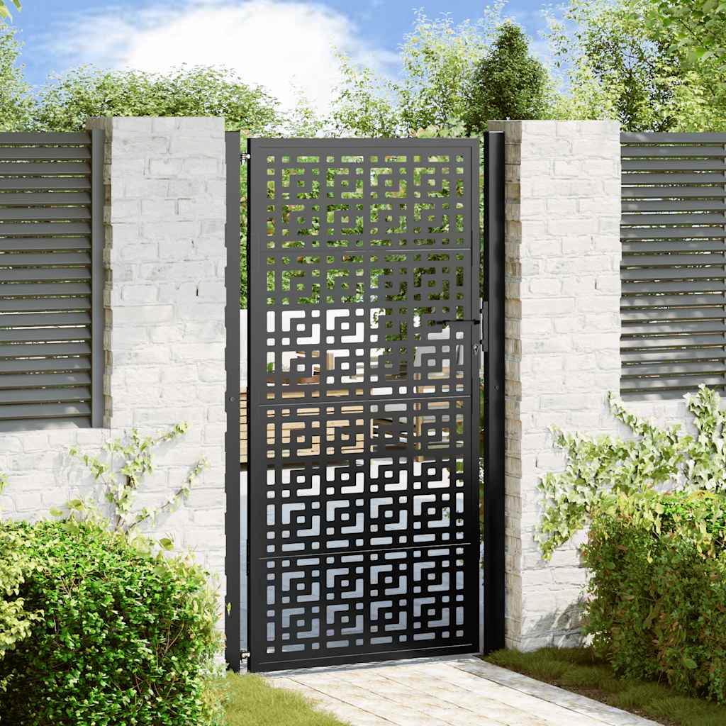 Garden Gate Black 100 X 175 Cm Steel Cross Design