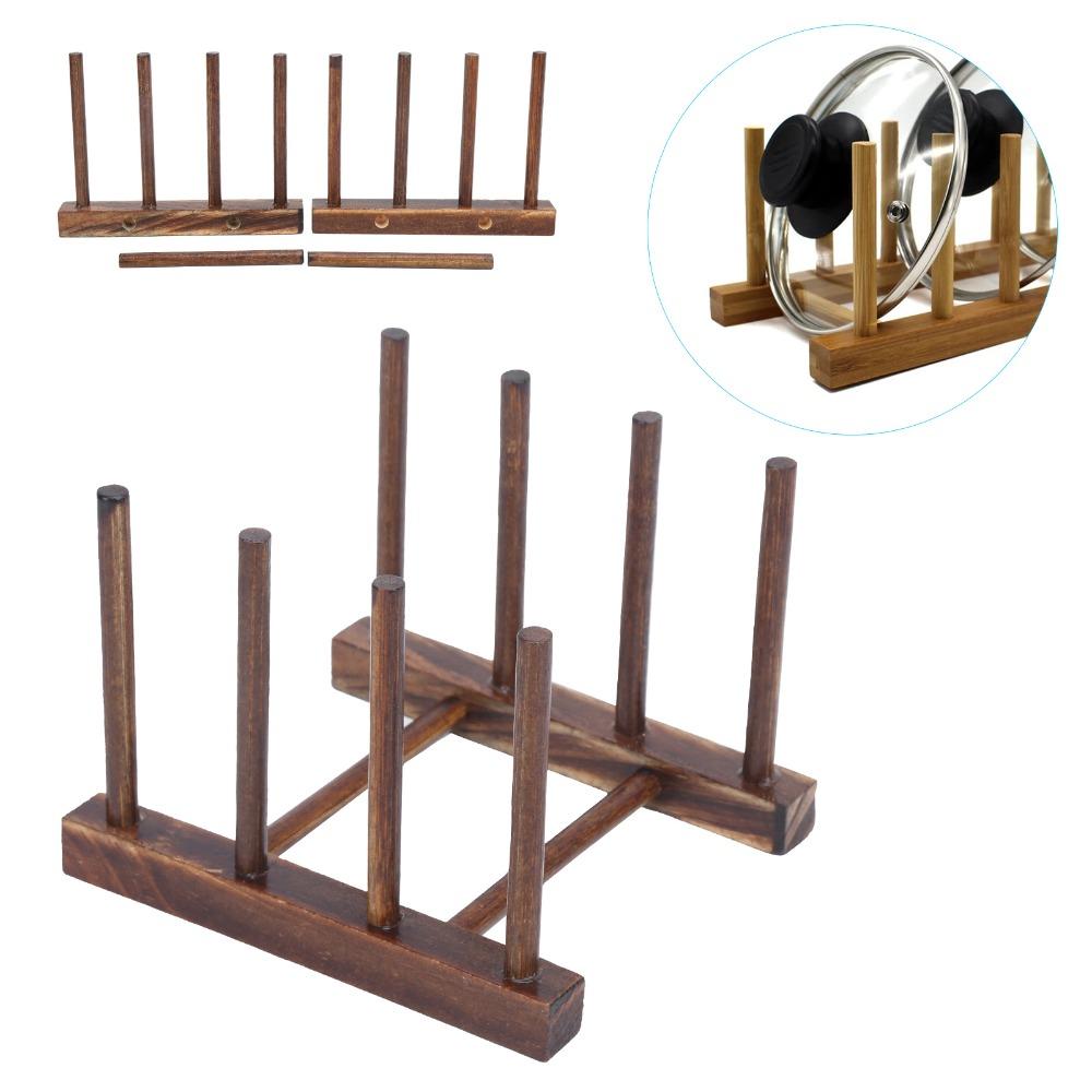 2pcs Collapsible Dish Storage Rack Brown Color Cabinet Organizer Dish Drying Rack For Kitchen Use