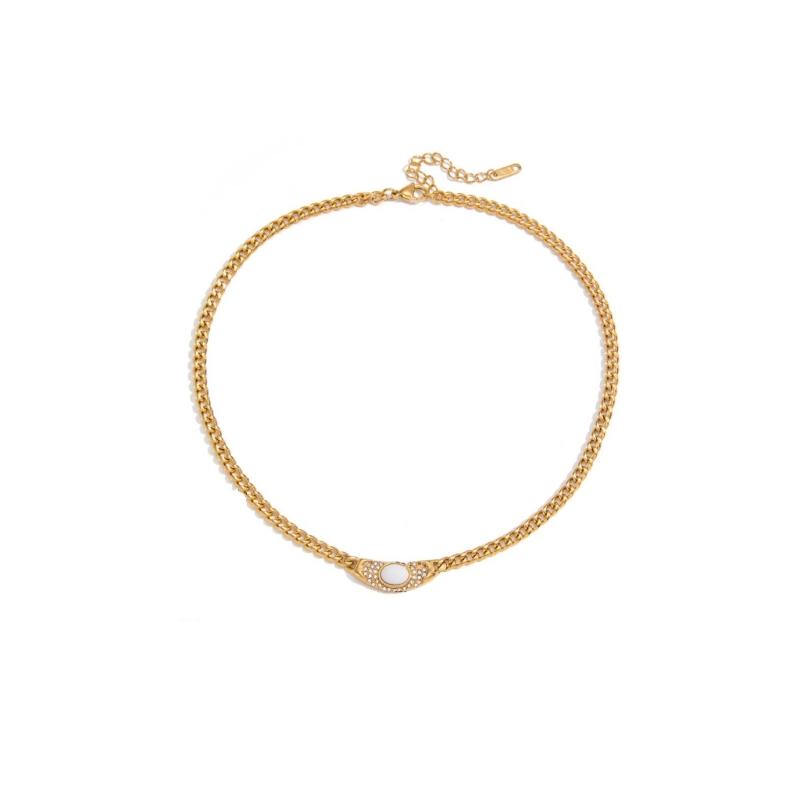 Minimalistický Elegantní Přívěsek se Zirkonovým Akcentem Řetízek z Nerezové Oceli Šperk Pro Ženy Denní Nošení Dárek