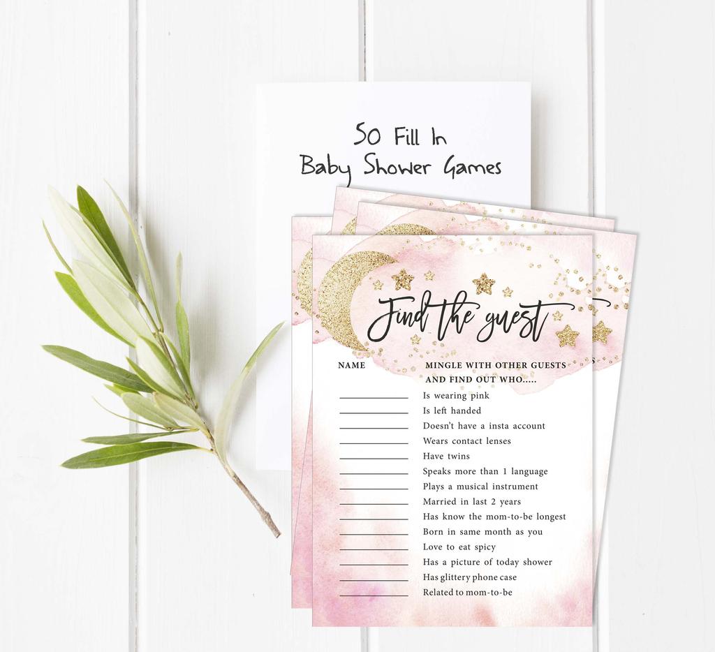 Inkdotpot 50A  Advice CardsA  For Baby Shower Game Glitter Star Advice For New Mom & Dad Gender Reveal Boy Or GirlA  Party