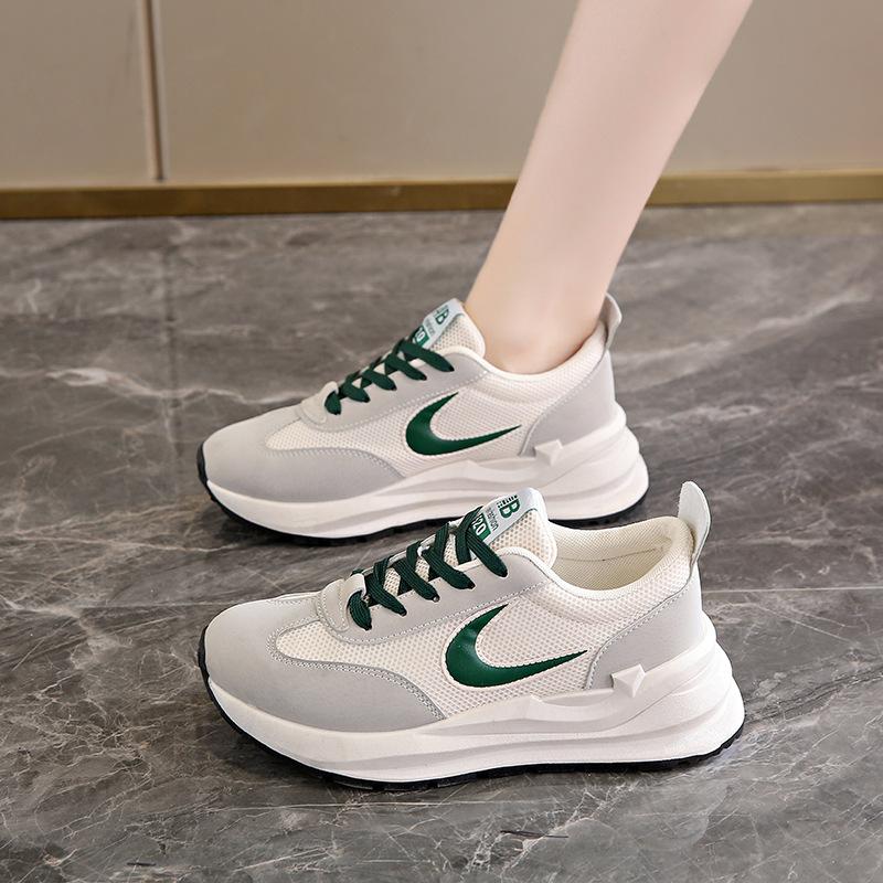 New Platform Shoes For Women Mesh Sneaker Retro Running Women Shoes Trend Casual Microfiber Fabric Breathable Tennis Shoes
