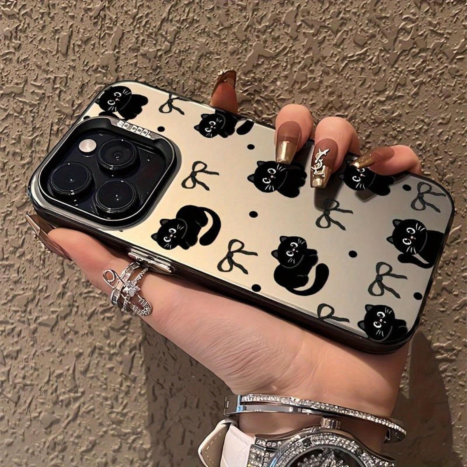 

Butterfly Black Cat Pattern Laser Matte Phone Case For iPhone 11 12 13 14 15 1617XR X 12 13 Plus Pro Max SE series For girlfriends boyfriends friends IPhone 14 Pro Max чёрный
