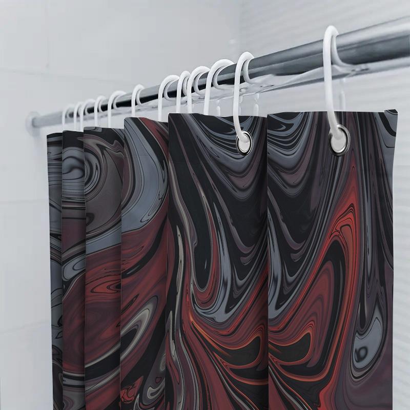 GAELuxury Marble Print Shower Curtain Waterproof Bath Decor for Modern Bathroom Design Red Black Grey Pattern Size 180X240cm