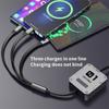 3 in 1 Multi Retractable USB Phone 60w Fast Charging and Data Cable for Lightning/Android/Type-C Devices