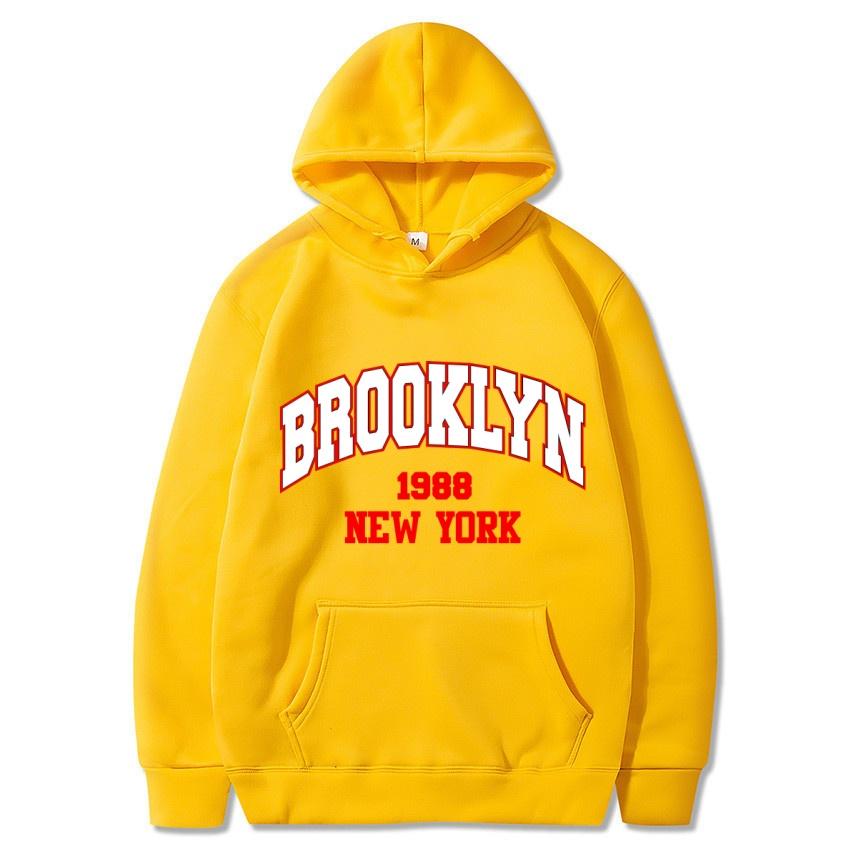 Autumn Winter Brooklyn1988 New York Printed Solid Color Hoodie Classic Coat Daily Casual Hoodie Street Sweatshirt Gift
