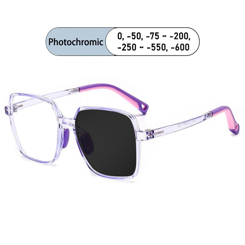 Brand Design Boy Square Large Frame Anti Blue Light Prescription  Myopia Glasses Girls Photochromic Astigmatism Children Eyewear