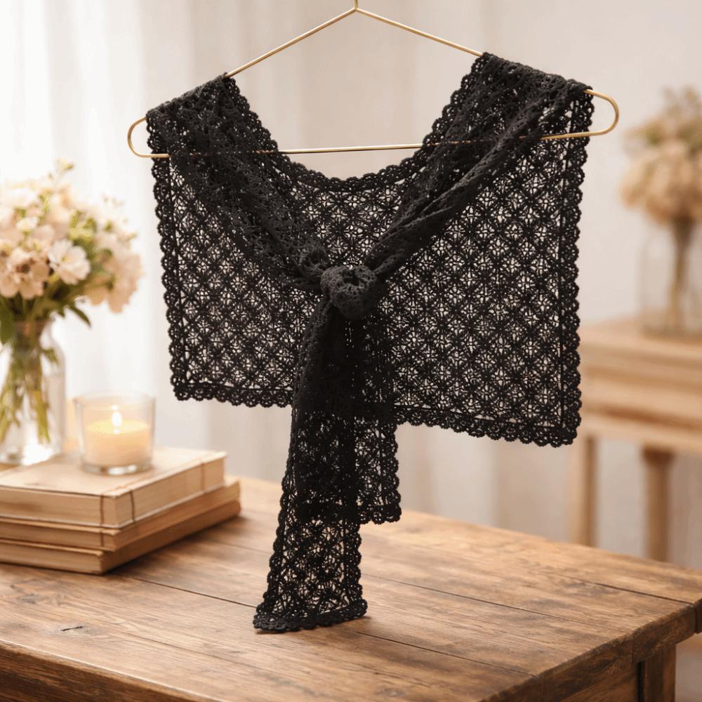 Solid Color Lace Shawl Thin Lace Knitted Shawl Artistic Design Hollow-out Shawl  Ladies Accessory