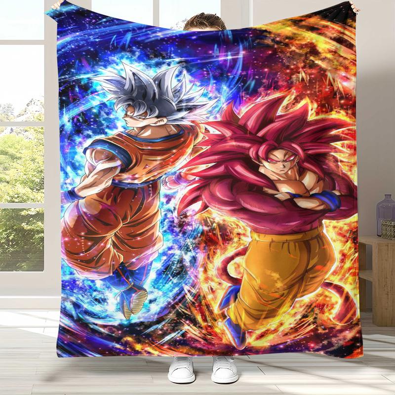 Anime D-Dragon Ball Game Cartoon Flannel Blanket,Ultra Soft Warm Plush Throw for Home Bedroom Bed Sofa Cover Office Camping