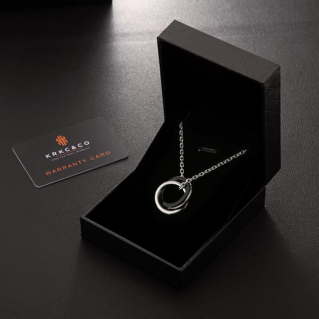 Ring Halskette Anhänger Top Kette Halskette Doppelring Chirurgenstahl Paar Halskette Unisex Silber Schwarz Metall Hypoallergen Geburtstag