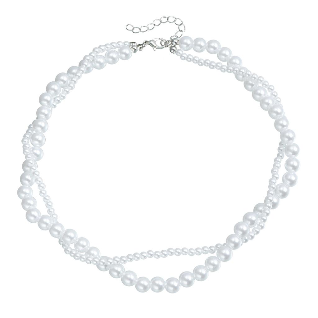 Jewelry Wind Painted Glass Pearl Clavicle Chain Exquisite Simple Atmospheric Winding Double Necklace