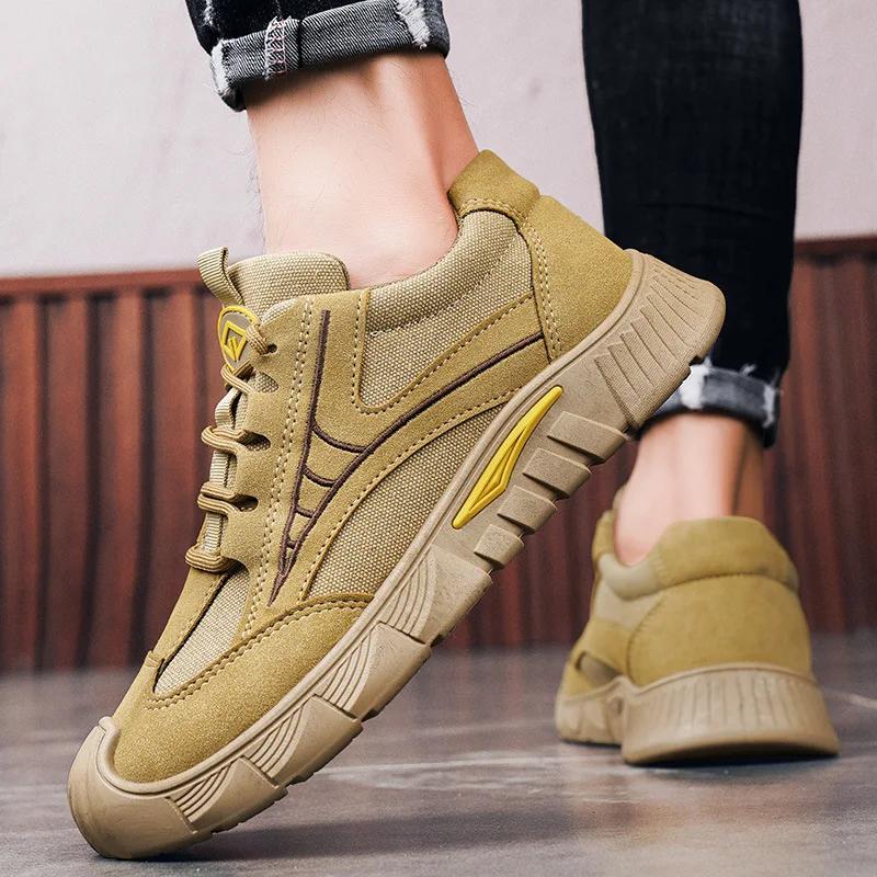 Men's Anti-slip Labor Shoes Autumn Outdoor Comfortable Wear-resistant Work Shoes Mens Fashionable Low-top Casual Flat Shoes 2024
