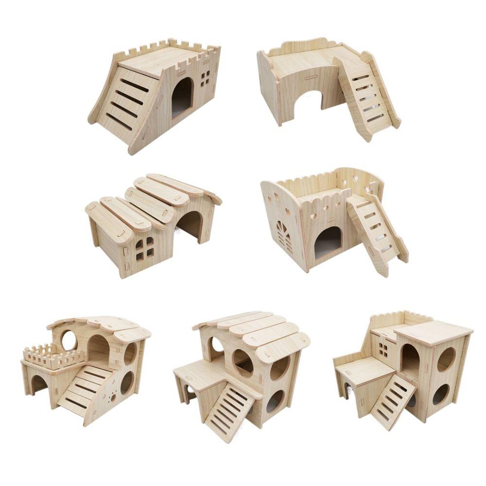 Small Pet Villa Hamster Nest Ladder DIY Hamster Swing Hamster Solid Wood Small House  Exercise
