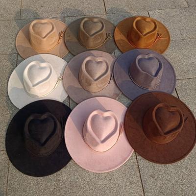 Heart Vegan Suede Hat Blank with Logo Engraving  Autumn/Winter Hats for Men and Women Hat for Burning Heart Wide Brim Hat