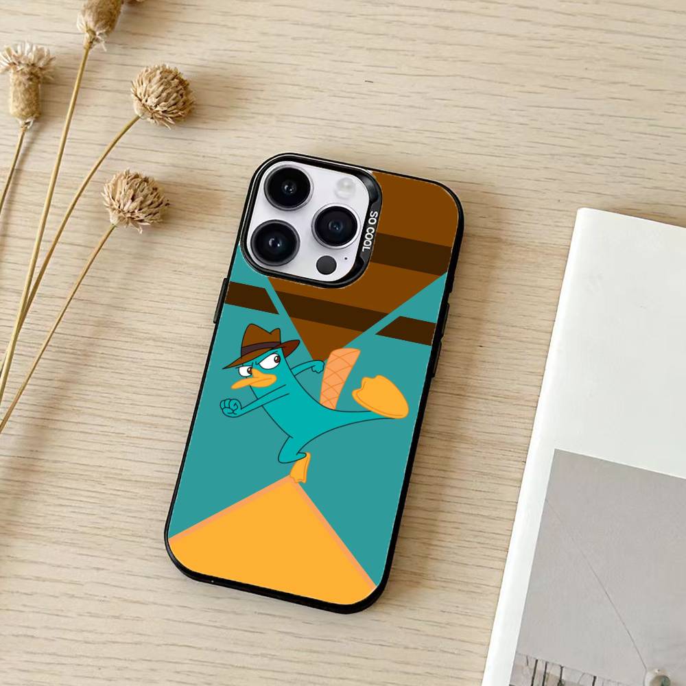 Cartoon P-Perry The Platypus Phone Case For iPhone 17,16,15,14,13,12,11,Pro Max,Plus Candy Silver Cover