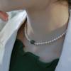 100% Natural Jade Stone & Freshwater Pearl 14K Gold Filled Female Necklace  For Women Short Chains Birthday Gifts