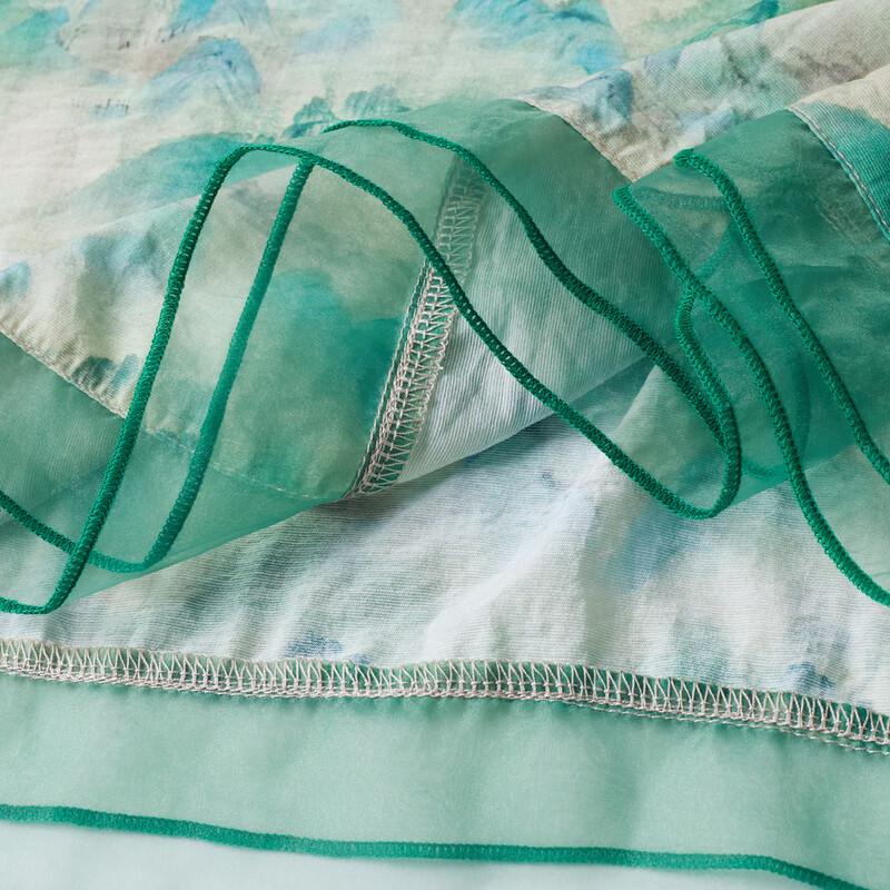 Damen Sommer Neu Chinesischer Stil Tuschemalerei Druck V-Ausschnitt T-Shirt