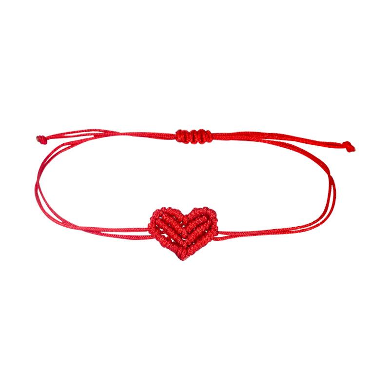 2Pcs Valentine'S Day Heart Shaped Bracelet For Women Men Handwoven Couple Best Friend Red Rope Romantic Love Bracelet Gifts