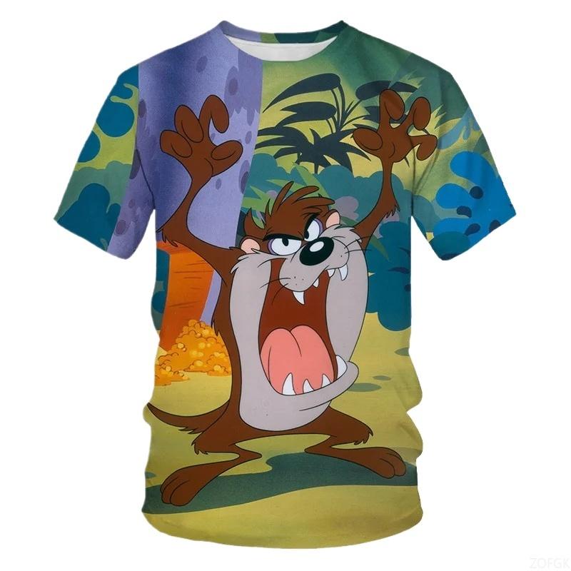 Summer New Trendy 3D Anime Monster Animal Dog Personalized Printed Comfortable Casual Round Neck Short Sleeved T-shirt 100