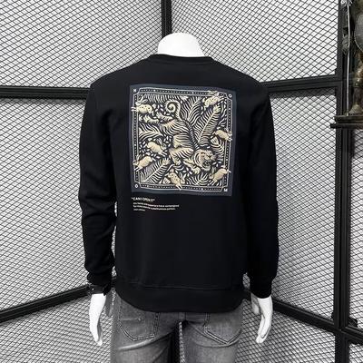 Bedrucktes Langarm-Freizeit-Sweatshirt für Herren, Rundhals, lockere Passform, Basisshirt, schicker Hongkong-Stil-Trend