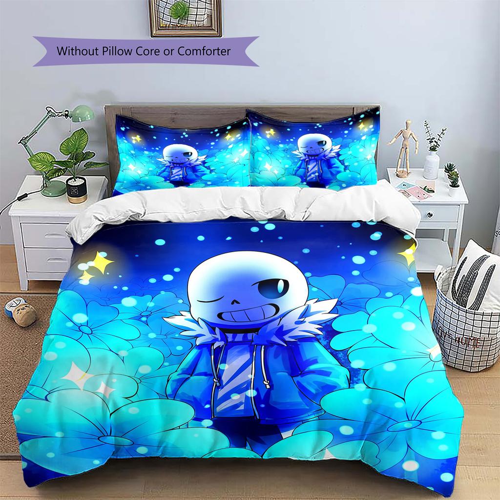 Sans  Pattern Bedding Quilt Set  Home Decoration  Gift (1 * duvet cover + 2 * pillowcase  without core)
