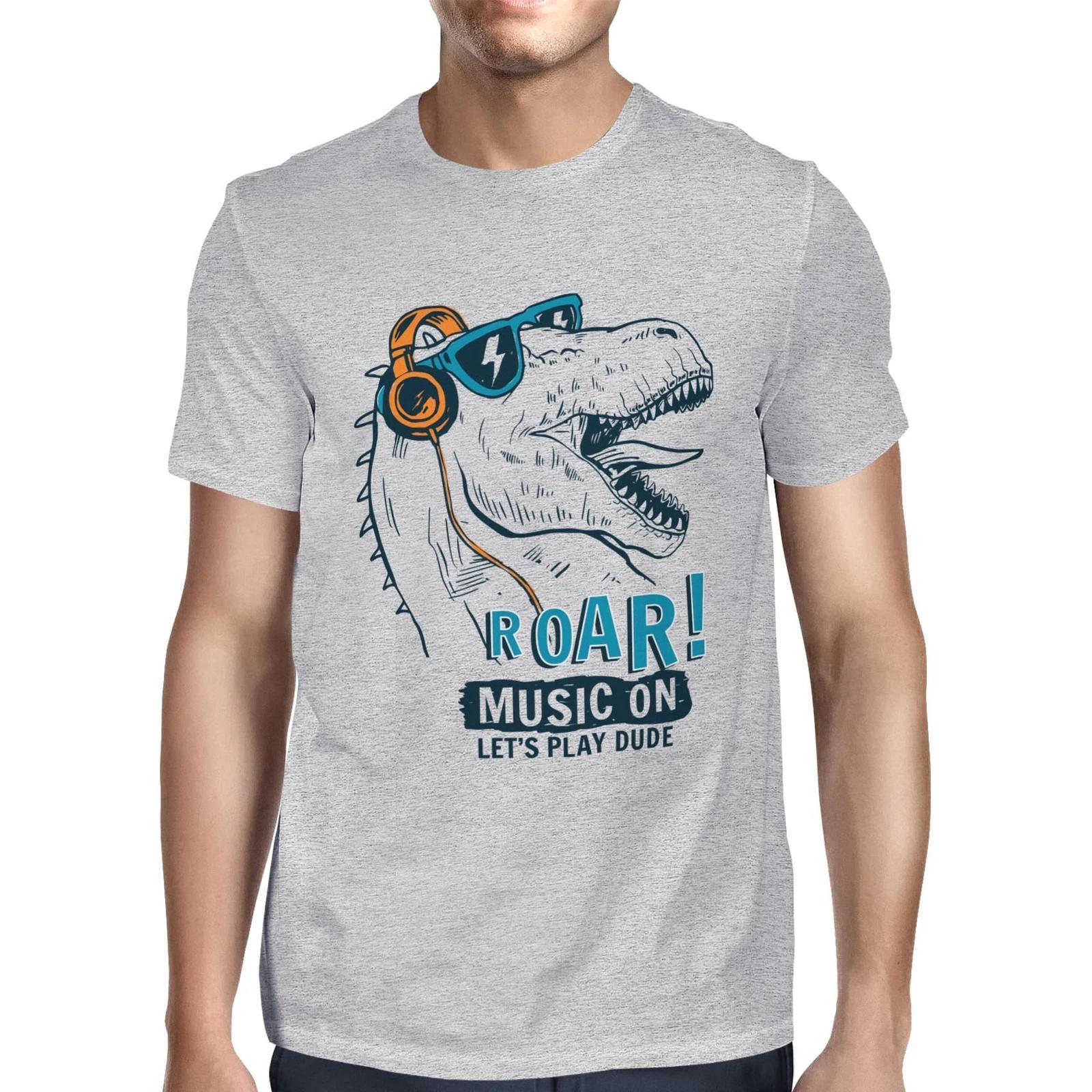 1Tee Mens Music Loving T-Rex T-Shirt S