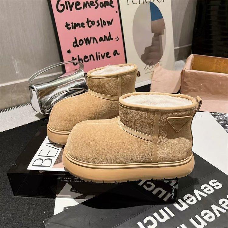 New versatile thick-soled velvet big head medium tube snow boots women's 2025 winter thickened warm short boots non-slip cotton shoes