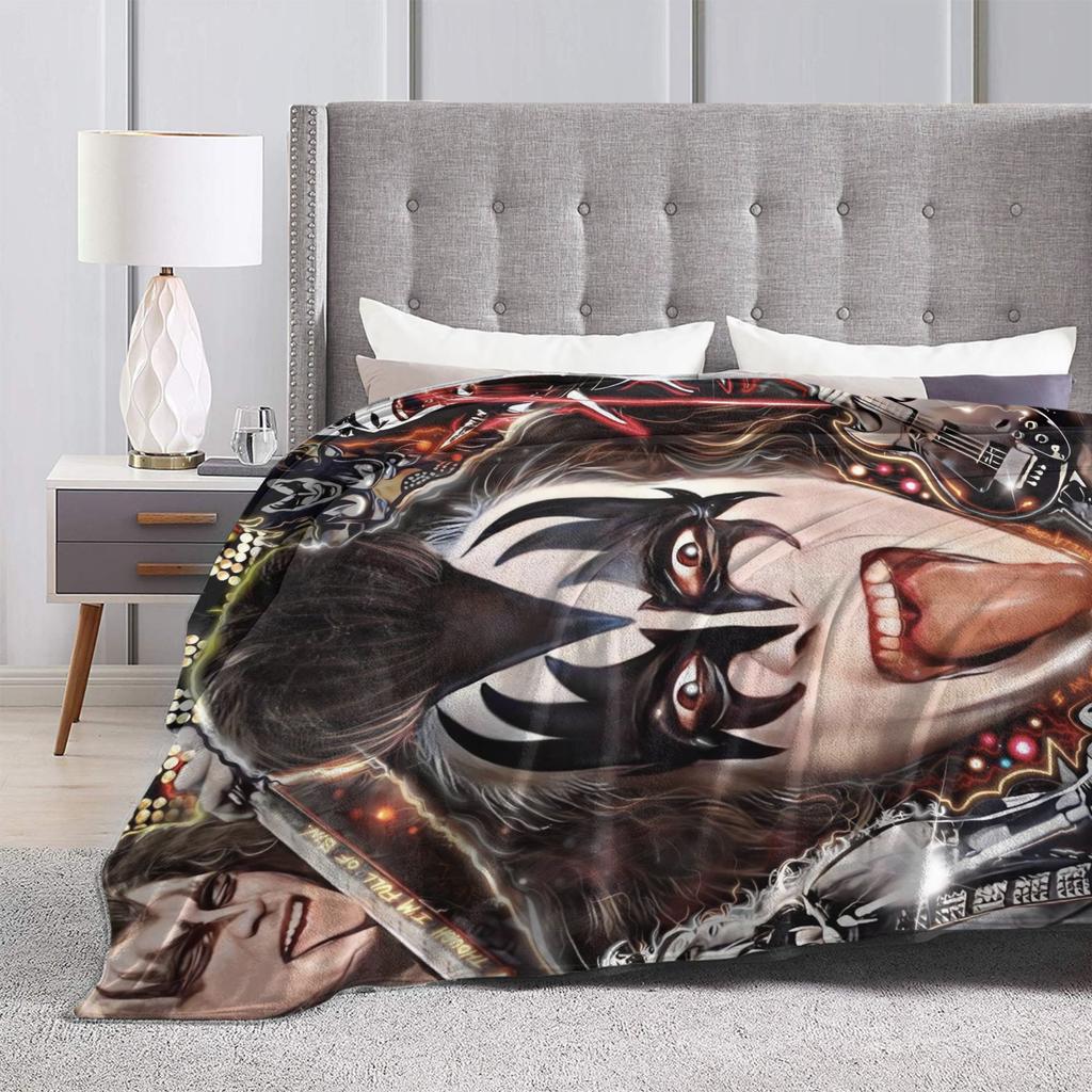 Kiss American Rock Band Blanket  Soft Warm Novelty Plush Throw Blanket For Home Decor Travel Flannel Bedspread Bed Cover