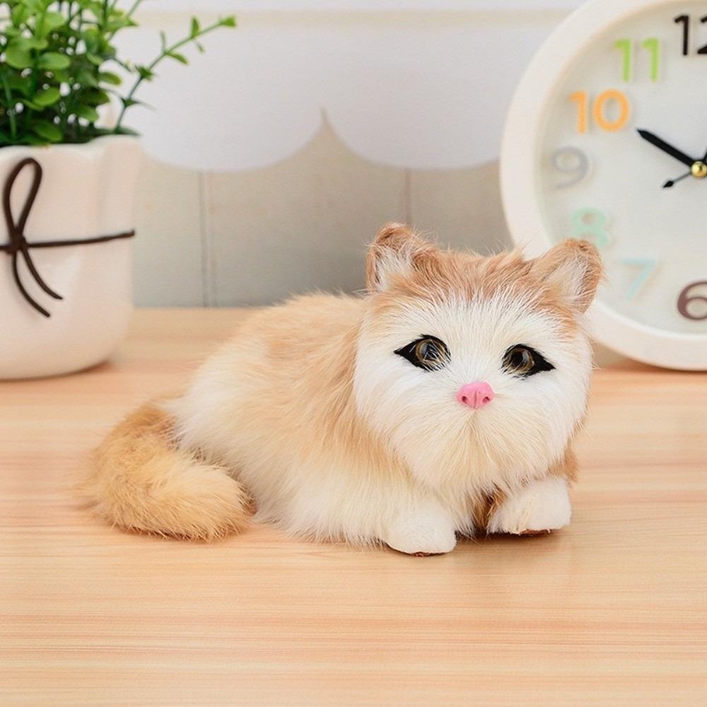 Cartoon Simulation Cat Doll Cozy Fluffy Desktop Decoration Realistic Kitten Decoration  Collectible