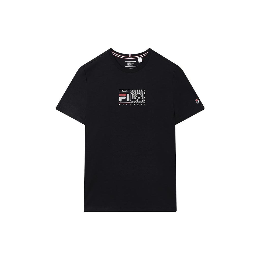 FILA Logo Print Casual Knit Short Sleeve T-Shirt Men Tops Legendary-Blue F11M321108FNV