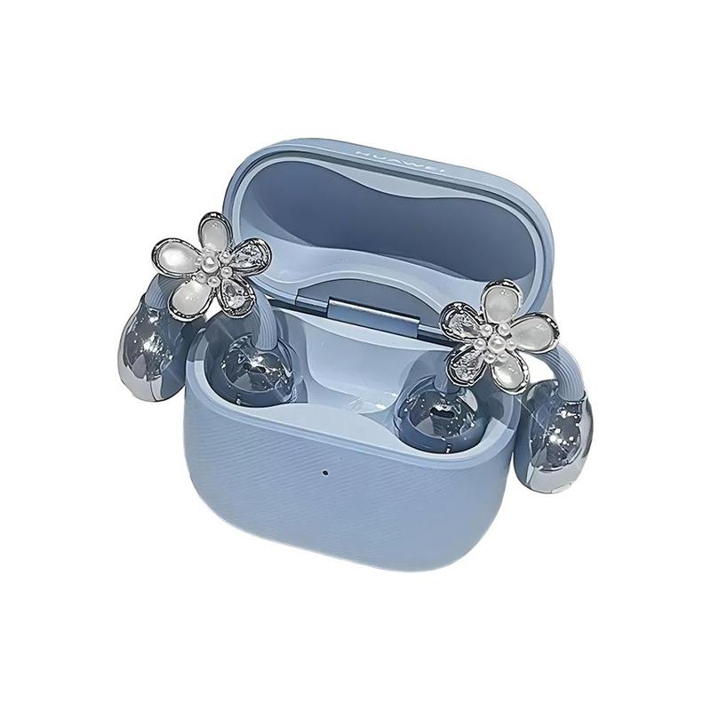 Korean Elegant Bling Flower Shaped Earphone Clip Charms Earphone Jewelry Wireless Earbuds Decoration For Girls Creative Gift
